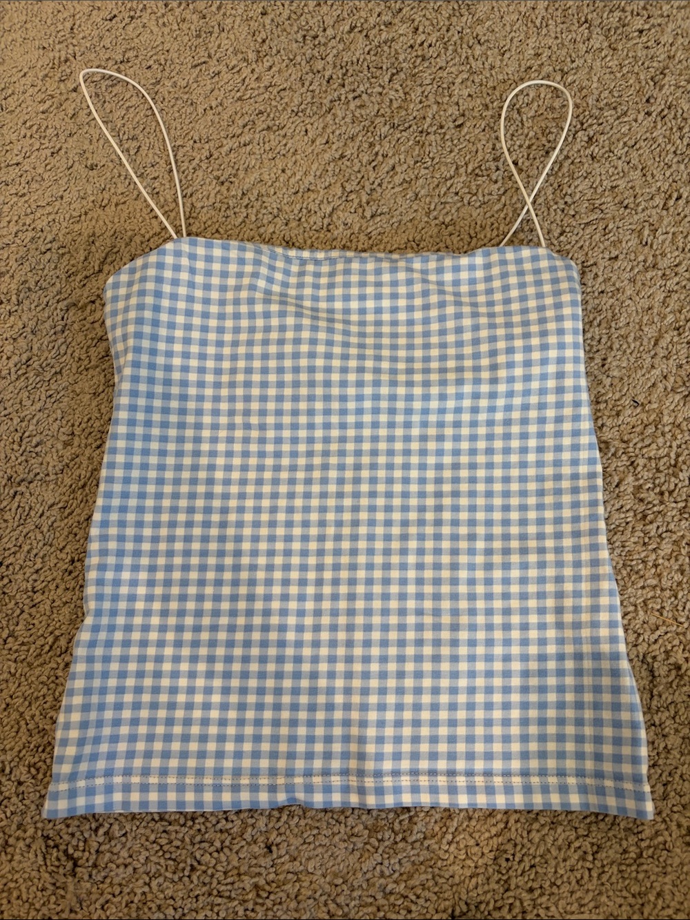 Buttercup Blue Gingham Spaghetti Strap Cami Top